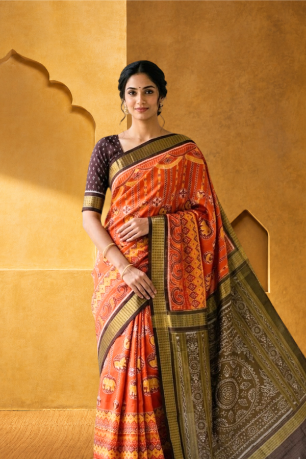 Sambalpuri handwoven pure silk (silk mark) saree